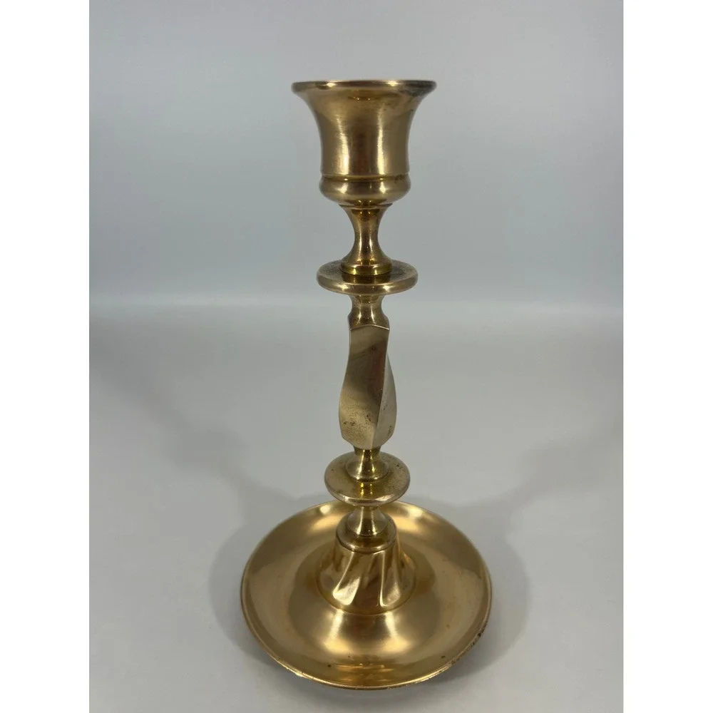 Vintage Solid Brass Candlestick Holders Set‎ of 2 Octagon and Twisted Stem